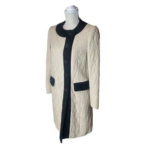 Milly Cream Vintage Style Basketweave Peacoat - Picture 10 of 15